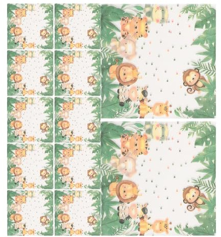 Healvian Quadratische Bedruckte Partytücher mit Tiermotiven Stoff 20 Stück Einweg Papierservietten für Babyparty Dekoration