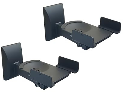 Relaxdays Support Mural pour Enceintes, 2 pcs, pivotant & inclinable, Home cinéma, Salon, Acier, Noir