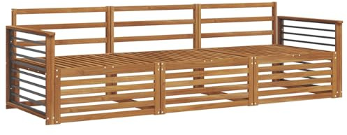 vidaXL Outdoor-Sofagarnitur 3 pcs Natur Massivholz Akazie, Garten, modernes Ecksofa, belastbare Gartenmöbel, Lounge für Terrasse, ideales Set für Balkon