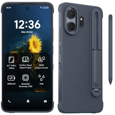 TCL Bundle NXTPAPER 70 Pro 5G (schermo NXTPAPER 4.0 6,9'', 50MP OIS, 512+8GB, Dimensity 7300, Blu Stellare) + custodia con aletta e penna (Blu).