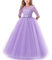 NNJXD Chicas Pompa Bordado Vestido de Bola Princesa Boda Vestir Talla(170) 13-14 años 378 Púrpura-A