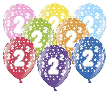 10 kunterbunte Luftballons 2 Made in EU Ballons 2. Geburtstag Mädchen Junge Luftballon 2 Geburtstag Ballon Zahl 2 Metallic 30cm