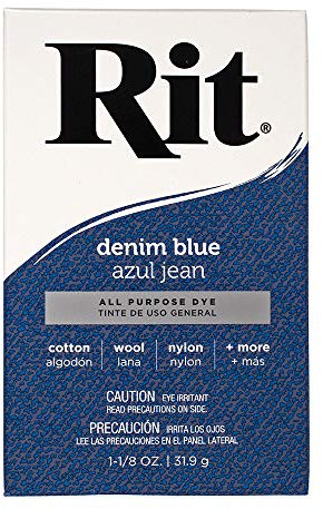 Craft County Tinte en polvo concentrado multiusos Amplia selección de colores El paquete muestra el color aproximado en 100% algodón blanco (azul Denim)