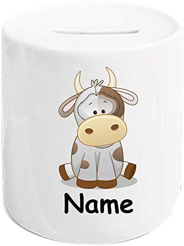 Shirtinstyle Spardose Sparschwein, Motiv Kuh Bulle, Kinder Tier Motive Namen Wunschtext