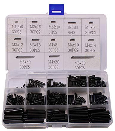 HFS(R) 390 PCs Elastic Cylindrical Split Pin M1.5, M2, M2.5, M3, M4, M5, M6, 13 Types Spring Steel Pin Metal Hardware Assortment Kit