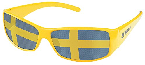 Taffstyle Lunettes de soleil - Motif drapeau de football - Coupe du monde - Coupe du monde - Pour femmes, hommes, enfants - Basketball - Handball - Cadeau de bienvenue - Suède