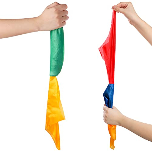Magic Scarf 2 Pcs Hanky Props Scarf Color Changing Taschentuch Easy Hanky Magic Trick Street Magic Trick Requisiten für Kinderpartys Geburtstag Blau Gelb Rot Grün