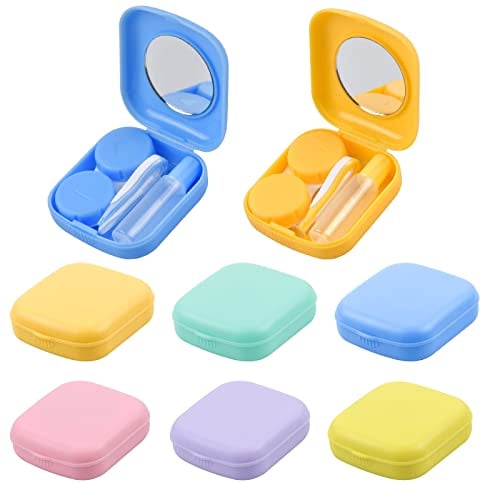 Naapesi 6PCS Contact Lens Cases, Mini Eyes Contact Lens Case, Colorful Coded L&R Soaking Storage Cases, Travel Kit Case Easy Carry Mini Box Container Left/Right Contact Lens Holder