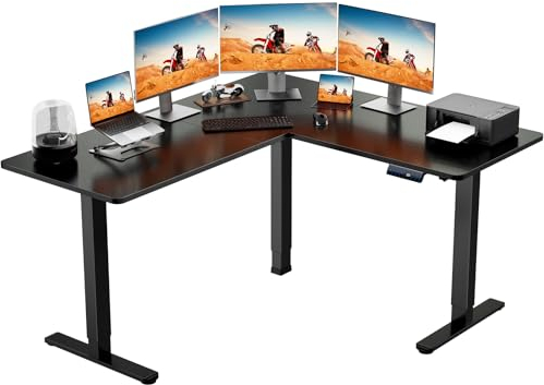 ErGear Höhenverstellbarer Schreibtisch Elektrisch, 160 x 140 cm, L-förmiger Eckschreibtisch, Verstellbarer Schreibtisch mit 3 Memory-Steuerung, Doppelmotor Tisch Höhenverstellbar, Schwarz