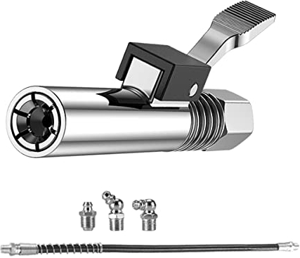iSpchen Fettpresse Kupplung G Coupler für Fettpresse Mundstück Schnellkupplung Fettpresse Hochdruck Kupplung Schmiernippel Fettnippel mit 30cm Schlauch Kompatibel mit Fettpressen M6/M8/M10/M12/M14