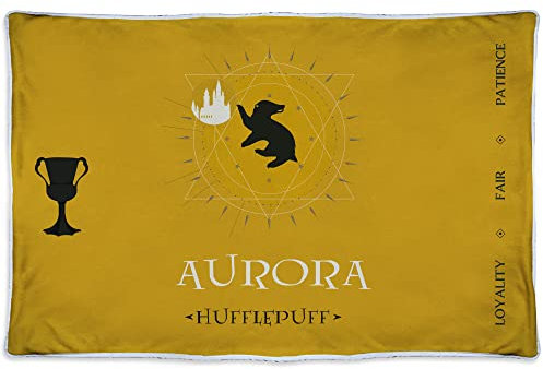 Personalisierte Hufflepuff-Decke mit Namen/Text. Verschiedene Größen. Personalisierte Geek-Geschenke. Personalisierte Polardecke. 600gr/m². Decke 80x125cm. Warme Hufflepuff-Decke
