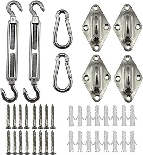 REQO Shade Sail Hardware Kit,304 Stainless Steel Sun Shade Sail Mounting Hardware Kit for Triangle Rectangle Sun Shade Sail Installation,Anti-Rust 40pcs for Outdoor Patio Garden