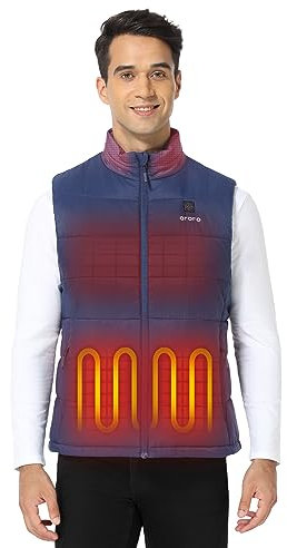 ORORO Men's Heated Gilet with Power Bank, Heated Vest Men Up to 10 Hours of Warmth (Navy Blue,XL)