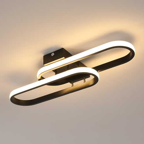 Toolight LED Deckenleuchte 32W 3600LM, LED Deckenleuchte Schwarz 50cm, Moderne Deckenlampe Wohnzimmer Acryl für Schlafzimmer Wohnzimmer Küche Bad Balkon, Warmweiß 3000K