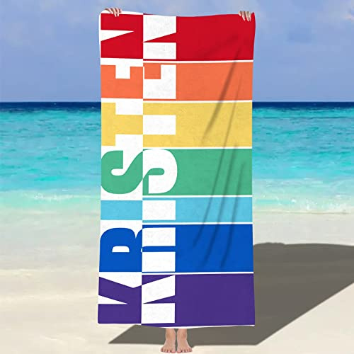 NIBESSER Personalisiertes Strandtuch mit Namen 76x152cm Mikrofaser Strandtuch schnell trocknendes Badetuch Personalisierte Geschenke für den Strand, Reise, Sauna
