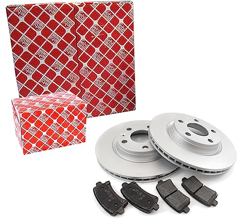 FEBI BILSTEIN Bremsen Set Bremsscheiben Scheibenbremsen Ø256 belüftet hinten + Bremsbeläge Bremsklötze für Golf IV New Beetle Leon Toledo II TT Roadster A3