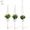 PASCH® 3er Set Kunstpflanzen mit Makramee Blumenampel und weißen Keramiktöpfen | Künstliche Pflanzen (23 cm) + Blumenampel Makramee (80-100cm) | Hängepflanze künstlich | Künstliche Hängepflanzen