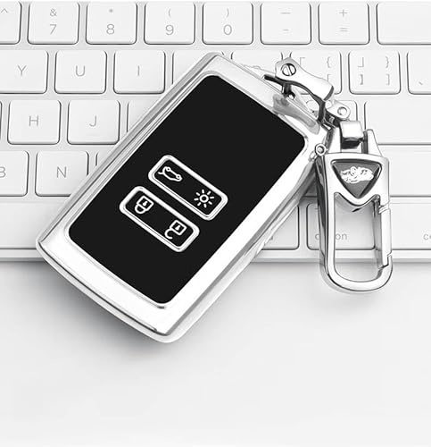 Silicone Key Fob Cover Compatible with Renault, Kadjar Key Cover | For Renault Kadjar Clio Scenic Megane Captur Trafic Grand Koleos Zoe Dacia Duster Key Fob,Clio Key Cover-Silver