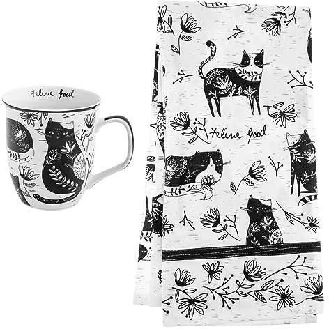Karma Gifts, Boho Mug & Boho Tea Towel Set, Cat