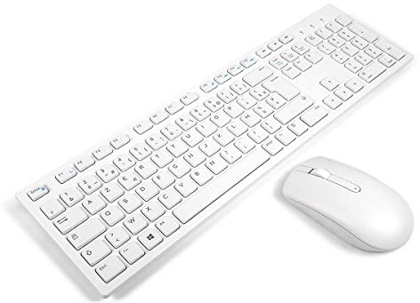 Dell KM636 White FRENCH Wireless Mouse & Keyboard Combo Bundle (Renewed)
