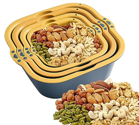 Lavado Verduras, Juego colador Cocina Doble Capa, 8 Piezas, Apto para lavavajillas, colador Cocina sin BPA, con Mango para Mezclar la Limpieza Bayas