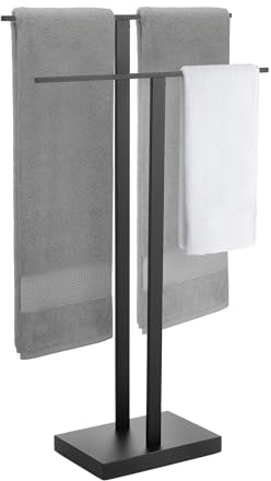 KES Portasciugamani da Terra Nero, Doppio Porta Asciugamani Bagno Acciaio Inossidabile 18/8 Salviette Porta Asciugamano, BTH231-BK