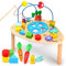 ZHUSI Aktivität Tisch für 1+Jahr, 6 in 1 hölzerne Montessori Spielzeug mit Angeln Spiel Perle Labyrinth Form Sorter Spielzeug, Baby Sensorik Spielzeug, 1st Geburtstag Geschenke für Mädchen Jungen