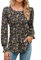 Rapbin Womens Floral Blouses Long Sleeve T Shirt Loose O Neck Tops Pleated Tunic Tops Ladies Shirts Army Green Print S