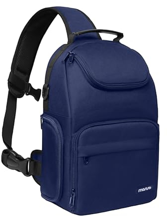 MOSISO Camera Sling Bag, DSLR/SLR/Mirrorless Camera Case Crossbody Sling Backpack for Photographers with Tripod Holder&Removable Modular Inserts&PU Handle Compatible with Canon/Nikon/Sony, Navy Blue