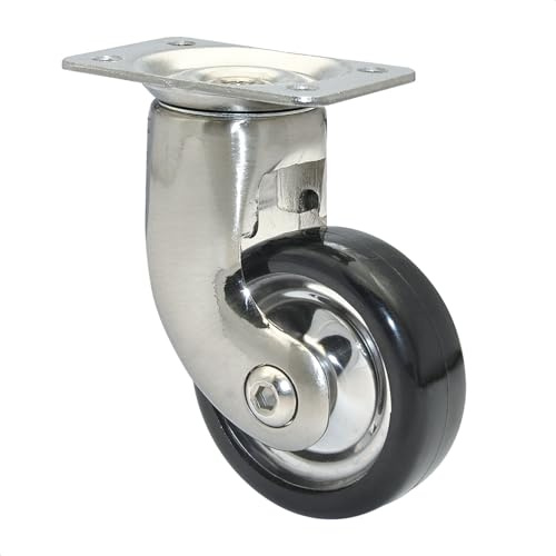 WAGNER Möbelrolle/Lenkrolle - DESIGN - Durchmesser Ø 50 mm, Bauhöhe 80 mm, nickel, schwarz, Anschraubplatte 35 x 55 mm, Tragkraft 50 kg - 01008501