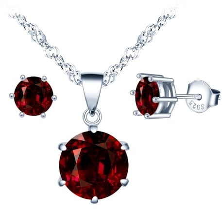 MICSAVI Schmuck Set Ketten und Ohrringe Zirkonia Anhänger 925 Sterling Silber Halskette für Damen Mädchen Zirkonia Halskette und Ohrstecker Set
