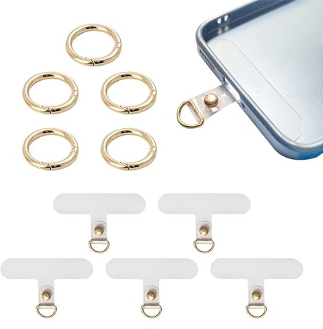 KRYMSON 5 clips para cordón de teléfono móvil con 5 hebillas de metal, espaciadores para teléfono móvil, parches para cordón de teléfono móvil, adecuados para teléfonos móviles, llaves, etc.