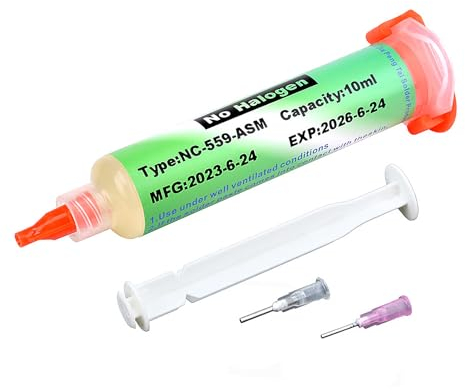 BigCheer Flux Solder,Pasta Saldante con Colofonia Senza Piombo, Nessuna Saldatura Pulita con Flusso, Paste Flussanti per Elettronica per Saldatura BGA/IC/CPU/PCB/SMD con Flussante siringa (10 ml)