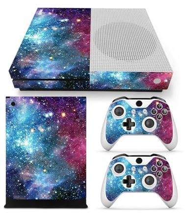 Skin Sticker for Xbox One S Console and Controllers, Vinyl Sticker One S Skins, Wrap Decal Cover Protective Accessories for X-Box One S (Purple Sky)
