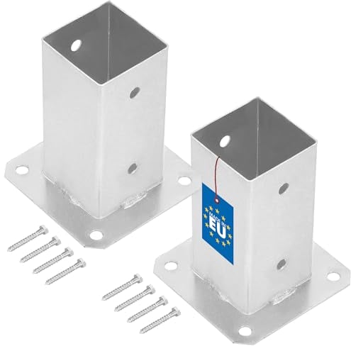KOTARBAU® 2X Support De Poteau 70 x 70 mm en Acier Galvanisé | Support De Poteau À Visser pour Poteaux | Pied Poteau | Platine Poteau | Support Poteau Bois |Fixation Poteau Bois |Support Poteau Acier