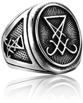 Caiduoduo Edelstahl Vintage Luzifer Satan Ring Punk stilvolle Männer Ring Ornament