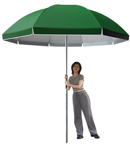 Sombrilla de Playa Ø 220 cm/240 cm, Sombrilla de Jardín Portátil, Parasol de Terraza con Poste de Acero Ajustable en Altura, Impermeable Proteccion UV(Bleu,220cm/7ft)