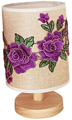 KONTONTY Bedside Table Lamp Textile Pattern Desk Light Bedroom Night Lamp Easy to Use Decorative Lamp for Home