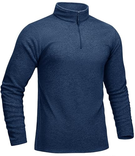 KEFITEVD Fleece Pullover Herren 1/4 Zip Sweatshirt ohne Kapuze Winddicht Pullover Herbst Winter Athletic Shirt Dunkelblau M