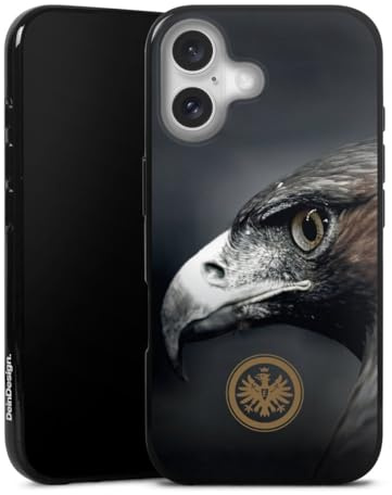 Silikon Hülle kompatibel mit Apple iPhone 16 Case schwarz Handyhülle Eintracht Frankfurt Offizielles Lizenzprodukt Adler