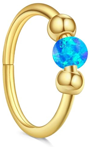 AceFun Nasenpiercing Ring,Nasenpiercing Gold Blau Opal Piercing Nase Hoop 18 Gauge sehr dünn Nase Hoop Tiny Piercings 10mm Nasenringe Reifen Opal Nasenringe Gold Nasenpiercing