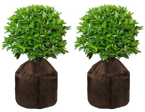 2PCS Housse de Protection pour Plantes en Pot d'Hiver, 65*70cm Housse de Protection Contre le Gel pour Plantes, Protection Hivernale pour Plantes, Housse de Plantes avec Cordon de Serrage et Fermeture