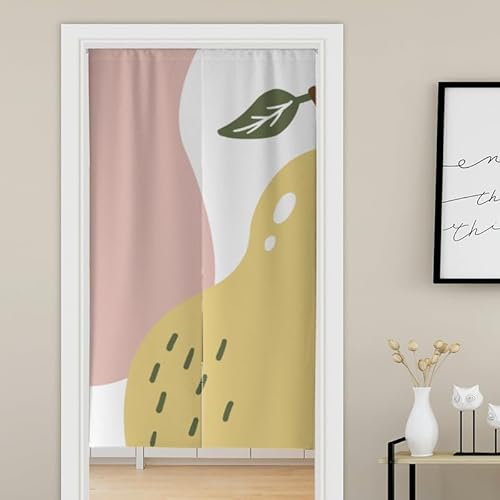 Türvorhang Gelbrosa Küchenvorhänge Polyester Raumteiler Vorhang Waschbar Vorhänge Kurz Küchenvorhang Langlebig Fliegenvorhang Terrassentür tür Vorhang Verdickung Vorhang Tür 85x180cm