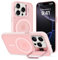 Cover Magnetica per iPhone 16 Pro con Cavalletto, Compatibile con Magsafe, Supporto per la Fotocamera Integrato Custodia, Militare Antiurto Sottile Protettiva Traslucida Glassata Case, Rosa