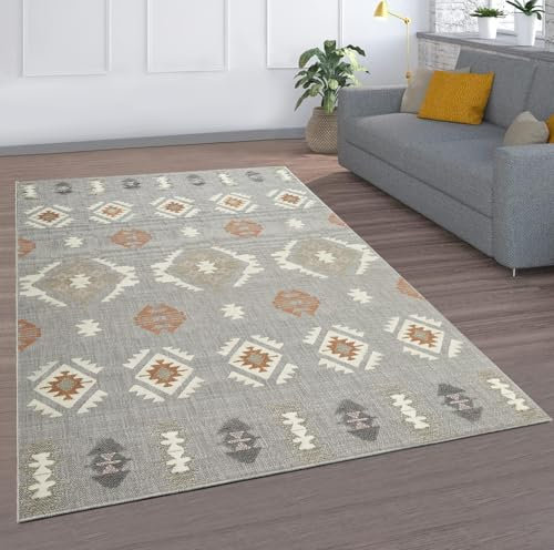 MOONLIGHT20015 Rugs Living Room Large 160x230 cm – Geometric Style Tribal Pattern Grey Area Rugs for Bedroom – Non Slip Modern Printed Carpet For Lounge Dining Room, Nova