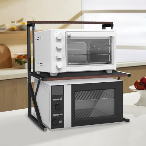 OHMG Support de Four à Micro-Ondes Étagère de Cuisine pour Four à Micro-Ondes Étagère Stable en Bois pour Four Micro-Ondes en Acier au Carbone pour Bureau (65 * 54 * 30cm(A))