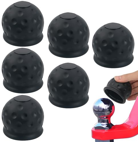 6 Pcs Tow Bar Cover,Universal Trailer Hitch Ball Cover 50mm | Rubber Towing Bar Ball Cap Abrasion-Resistant, Soft Tow Hitch Cover for Towing Trailer, Caravan Truck, Car