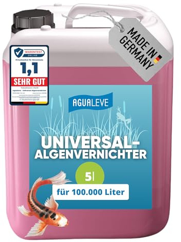 AGUALEVE® Universal-Algenvernichter 5l *NEU* | effektiv gegen alle Arten von Teichalgen mit innovativer Solar-Guard-Formel | Fisch-, Garten- & Schwimmteiche | Made in Germany | 100.000l Teichwasser