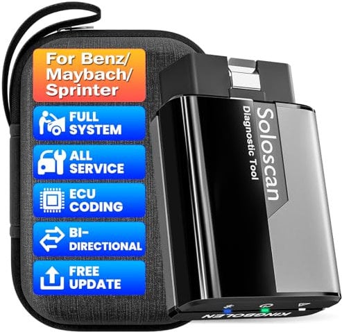 KINGBOLEN Soloscan OBD2 Diagnosegerät für Benz/für Maybach/für Sprinter,Alles System Diagnosegerät Auto Mit 50+ Resets,Aktiver Test,ECU-Codierung,Bluetooth 5.2,Lebenslange kostenlose Updates.