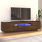 HOMTAKIE Meuble TV avec lumières LED Chêne Marron 160x35x40 cm
